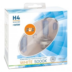 Комплект галогеновых ламп SVS H4 White 5000K Ver.2 +W5W - 020.0107.000