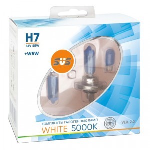 Комплект галогеновых ламп SVS H7 White 5000K Ver.2 +W5W - 020.0108.000