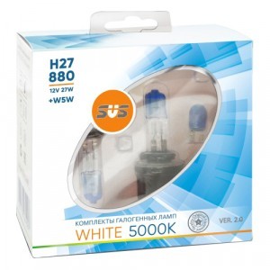 Комплект галогеновых ламп SVS H27/880 White 5000K Ver.2 +W5W - 020.0112.000
