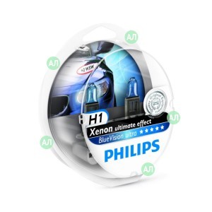 Галогеновые лампы Philips H1 BlueVision Ultra - 12258BVUSM
