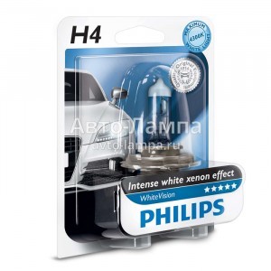 Галогеновые лампы Philips H4 WhiteVision - 12342WHVB1 (блистер)