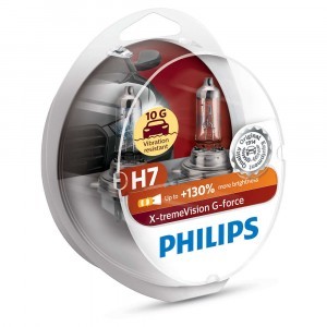 Галогеновые лампы Philips H7 X-tremeVision G-force (+130%) - 12972XVGS2 (пласт. бокс)