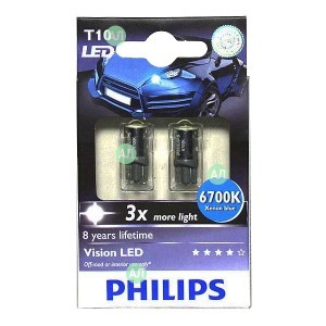 Светодиоды Philips W5W Vision LED - 129356700KX2 (бело-голубой)