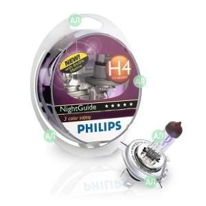 Галогеновые лампы Philips H4 NightGuide DoubleLife (+50%) - 12342NGDL