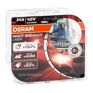 Галогеновые лампы Osram H4 Night Breaker Laser (+130%) - 64193NBL-HCB (пласт. бокс)