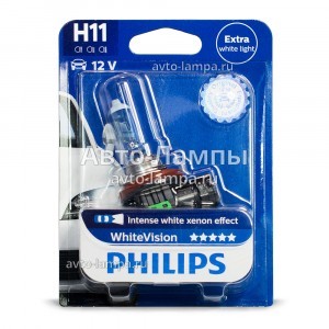 Галогеновые лампы Philips H11 WhiteVision - 12362WHVB1