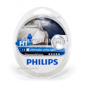 Галогеновые лампы Philips H1 DiamondVision - 12258DVS2 (пласт. бокс)