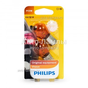 Комплект ламп накаливания Philips PY21W Standard Vision - 12496NAB2 (блистер)