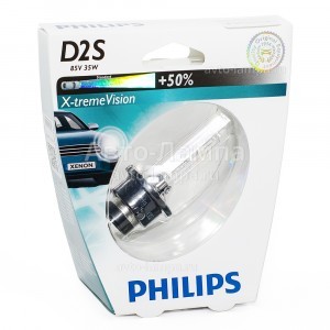 Штатные ксеноновые лампы Philips D2S X-Treme Vision (+50%) - 85122XVS1 (блистер)