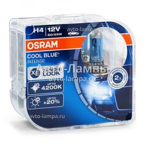 Галогеновые лампы Osram H4 Cool Blue Intense (+20%) - 64193CBI-HCB (пласт. бокс)
