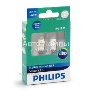 Светодиоды Philips W5W Vision LED - 127914000KX2 (тепл. белый)