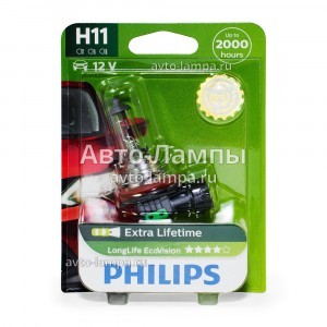Галогеновая лампа Philips H11 LongLife EcoVision - 12362LLECOB1 (блистер)