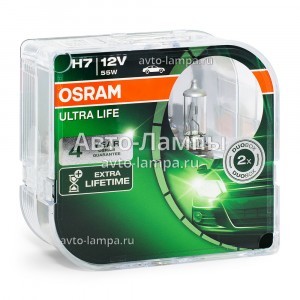 Комплект галогеновых ламп Osram H7 Ultra Life - 64210ULT-HCB (пласт. бокс)