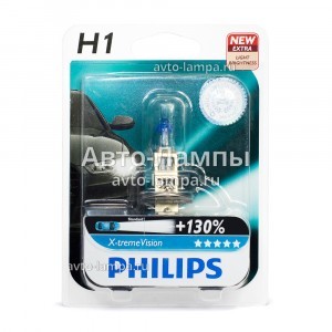 Галогеновые лампы Philips H1 X-TremeVision (+130%) - 12258XV+B1 (блистер)