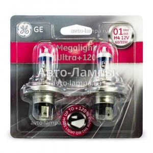 Галогеновые лампы General Electric H4 Megalight Ultra +120% - 50440SNU-98281 (блистер)