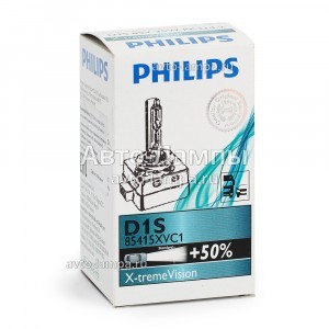 Штатные ксеноновые лампы Philips D1S X-Treme Vision (+50%) - 85415XVC1 (карт. короб.)