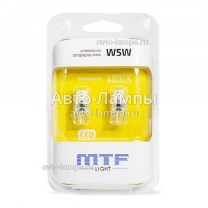 Светодиоды MTF-Light W5W VEGA - W5W40GA (тепл. белый)