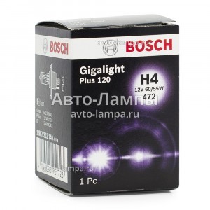 Галогеновая лампа Bosch H4 Gigalight Plus 120 - 1 987 302 140 (карт. упак. x1)