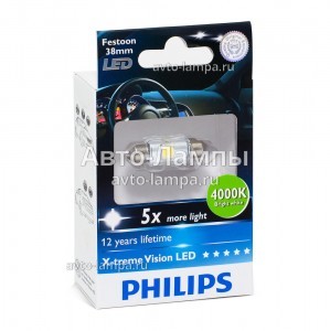 Светодиоды Philips Festoon X-treme Ultinon LED 38 мм - 128584000KX1 (тепл. белый)