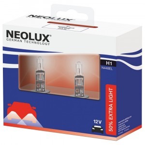 Комплект галогеновых ламп Neolux H1 Extra Light - N448EL-SCB (карт. упак. x2)