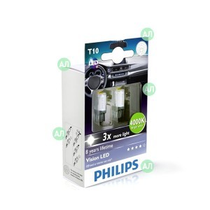 Philips W5W Vision LED - 129334000KX2 (тепл. белый)