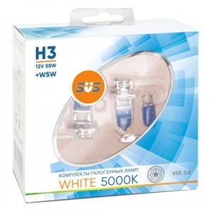 Комплект галогеновых ламп SVS H3 White 5000K Ver.2 +W5W - 020.0106.000