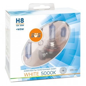 Комплект галогеновых ламп SVS H8 White 5000K Ver.2 +W5W - 020.0109.000
