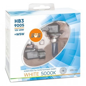 Комплект галогеновых ламп SVS HB3 White 5000K Ver.2 +W5W - 020.0110.000