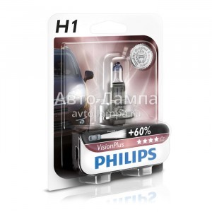 Галогеновая лампа Philips H1 VisionPlus (+60%) - 12258VPB1 (блистер)