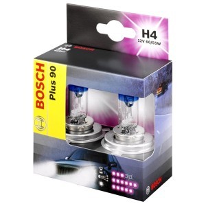 Комплект галогеновых ламп Bosch H4 Plus 90 - 1 987 301 074 (диз. упак. x2)