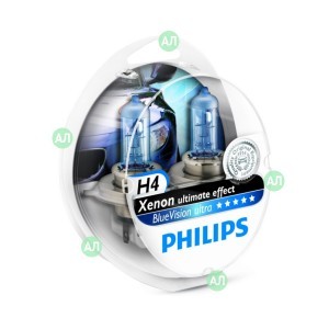 Галогеновые лампы Philips H4 BlueVision Ultra - 12342BVUSM