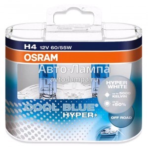 Галогеновые лампы Osram H4 Cool Blue Hyper Plus (+50%) - 62193CBH+