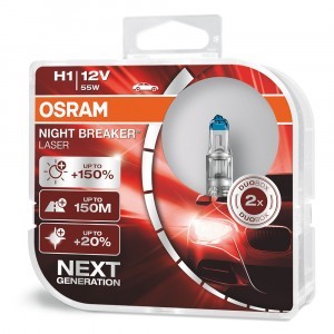 Комплект галогеновых ламп Osram H1 Night Breaker Laser Next Generation - 64150NL-HCB (пласт. бокс)