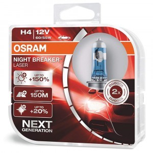 Комплект галогеновых ламп Osram H4 Night Breaker Laser Next Generation - 64193NL-HCB (пласт. бокс)