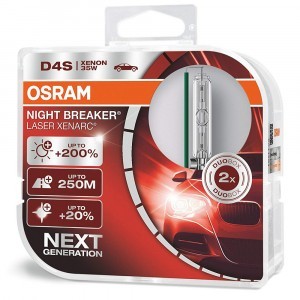 Комплект ксеноновых ламп Osram D4S Xenarc Night Breaker Laser (+200%) - 66440XNL-HCB (пласт. бокс)