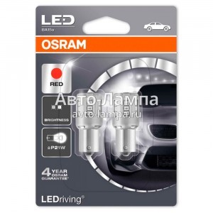 Комплект светодиодов Osram P21W LEDriving Standard - 7456R-02B (красный)