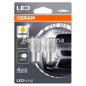 Комплект светодиодов Osram P21W LEDriving Standard - 7456YE-02B (желтый)