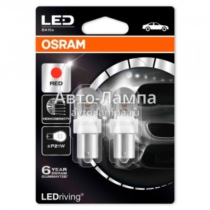 Комплект светодиодов Osram P21W LEDriving Premium - 7556R-02B (красный)