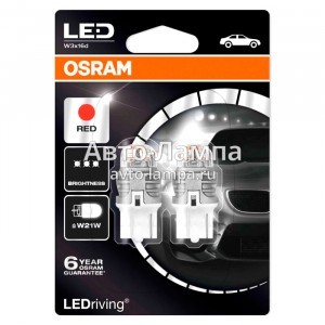 Комплект светодиодов Osram W21W LEDriving Premium - 7905R-02B (красный)