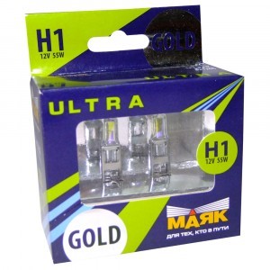 Галогеновые лампы МАЯК H1 Ultra Gold +60% - 82120G+60