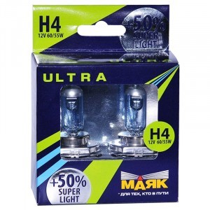 МАЯК H4 Ultra Super Light +50% - 82420SL+50 (60/55 Вт)