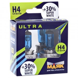 МАЯК H4 Ultra Super White +30% - 82420SW+30 (60/55 Вт)