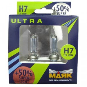 Галогеновые лампы МАЯК H7 Ultra Super Light +50% - 82750SL+50 (100 Вт)