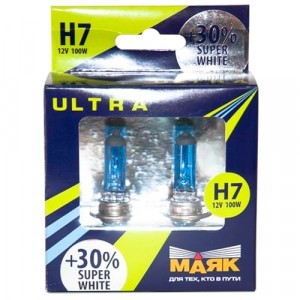 Галогеновые лампы МАЯК H7 Ultra Super White +30% - 82750SW+30 (100 Вт)