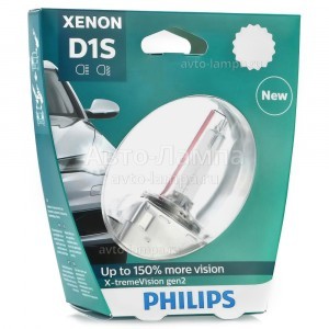 Штатная ксеноновая лампа Philips D1S Xenon X-TremeVision gen2 - 85415XV2S1 (блистер)