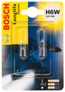 Галогеновые лампы Bosch H6W Long Life Daytime - 1 987 301 061