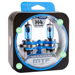 Комплект галогеновых ламп MTF-Light H4 Vanadium - HVN1204