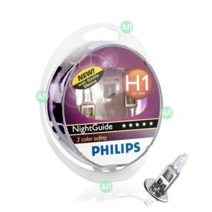 Галогеновые лампы Philips H1 NightGuide DoubleLife (+50%) - 12258NGDL