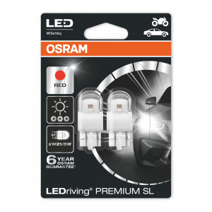 Комплект светодиодов Osram W21/5W LEDriving Premium - 7915R-02B (красный)