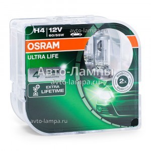 Комплект галогеновых ламп Osram H4 Ultra Life - 64193ULT-HCB (пласт. бокс)